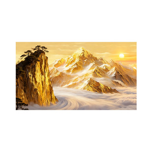 大芬村手绘油画旭日东升客厅装饰画聚宝盆山水画沙发背景墙挂画