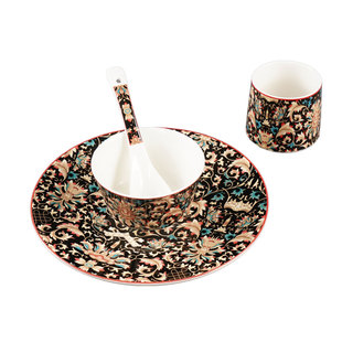 新中式酒店摆台意境陶瓷彩绘花茶杯碟碗勺餐厅复古台面成套餐具