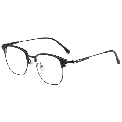 黑武士斯文半框纯钛近视眼镜男