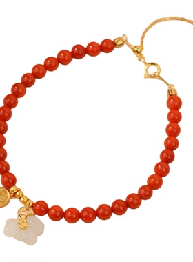 新年招财南红和田玉小马手绳女款