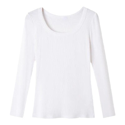 单两件装螺纹棉圆领打底长袖上衣