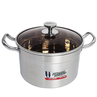 庆展欧式汤锅不锈钢家用加厚三层复底燃气电磁炉通用锅26/28cm