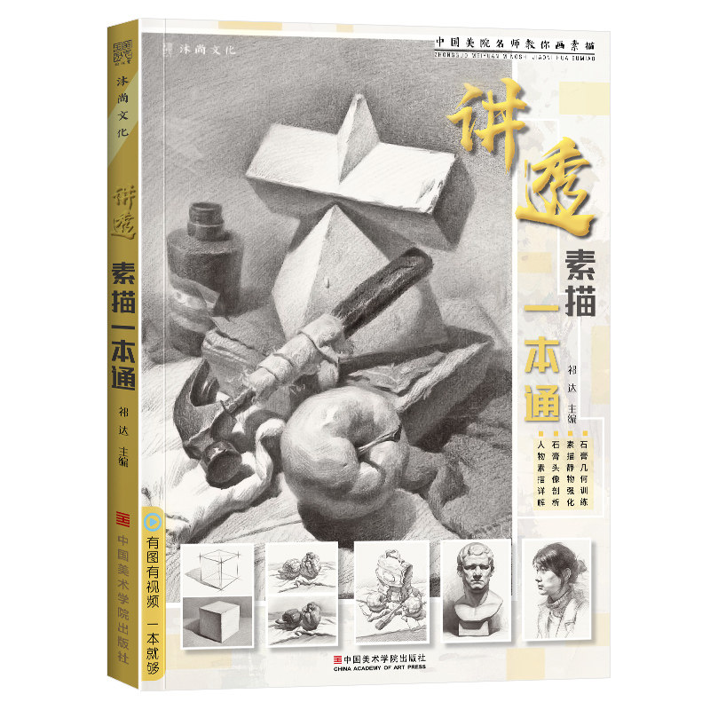 讲透素描一本通基础教程入门美术绘画书籍教材临摹范本石膏像画画自学儿童教学初级静物书籍组合初学石膏几何体人物头像图册画册书