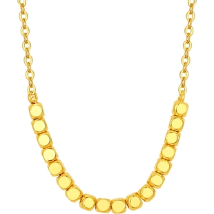 潮宏基至简足金项链黄金套链蹦迪珠方糖爆闪锁骨链计价情人节礼物