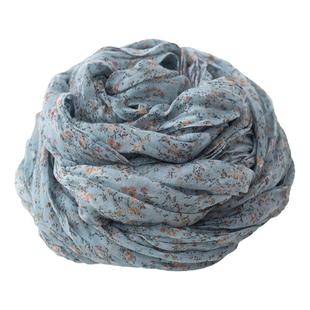 软小碎花文艺复古棉麻风格围巾女夏季薄款春秋褶皱短款韩版小丝巾