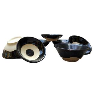 爆款摔碗土碗粗陶瓷土质仿古黑色酒碗农家乐调料碗茶碗水浒好汉碗