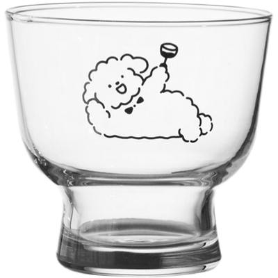 原创简笔画举杯小狗玻璃杯咖啡杯