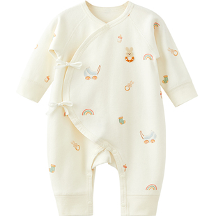 微狮牧尼新生儿婴儿衣服a类纯棉春秋季宝宝连体衣和尚服哈衣爬服