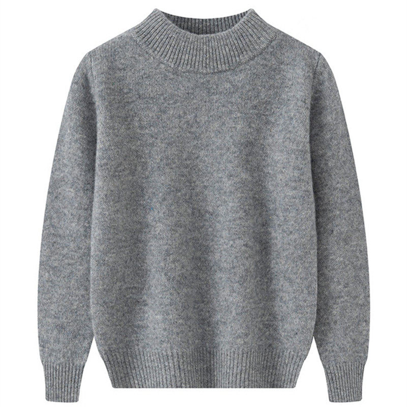 2025秋冬新款半高领毛衣女宽松大码简约长袖针织打底衫上衣女装