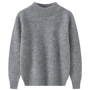 2025秋冬新款半高领毛衣女宽松大码羊毛衫长袖针织打底衫上衣女装