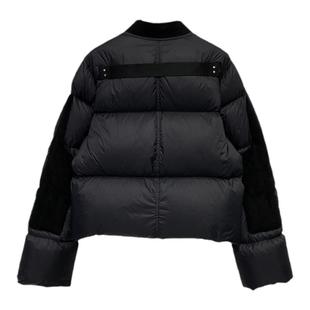 RO风羽绒服欧美范简约宽松拉链翻毛真皮短款羽绒面包服外套女