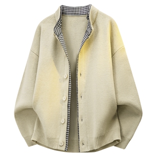 班尼路SK休闲风开衫毛衣男款春夏季慵懒风假两件拼接针织衫外套YS