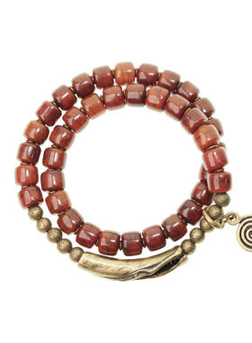 曲尾花藏式烟熏牛骨手链