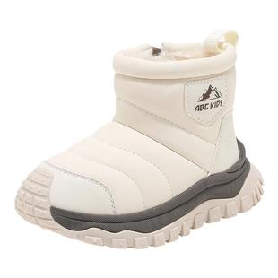 abckids儿童童鞋2025冬季新款鞋子女童加绒靴子棉靴男童雪地靴