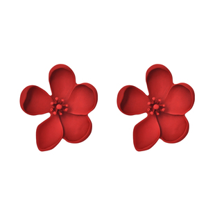 中式红色花朵夸张耳钉复古富贵大气喜庆耳饰优雅气质绝美礼服耳饰