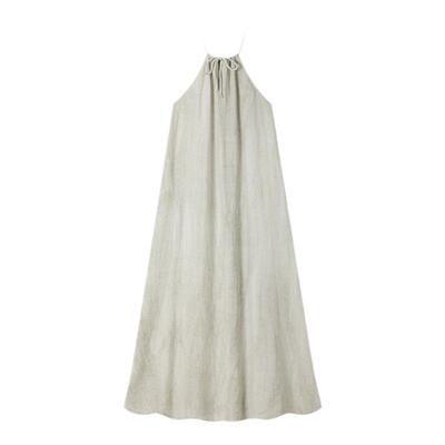 循环档案亚麻挂脖连衣裙