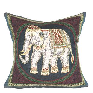 东南亚民族风大象靠枕套双面绣花抱枕套泰式SPA餐厅沙发靠垫含芯