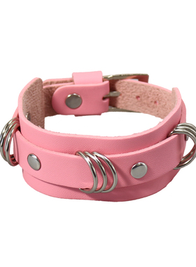 皮带式粉色皮革手环腕带手链配饰