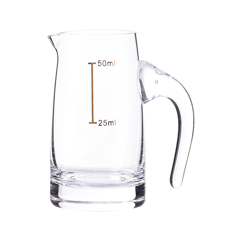 水晶玻璃50ml小号家用带刻度白酒分酒器一两白酒杯带把分酒壶酒杯
