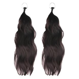 假发女长发马尾自然仿真水波纹卷发可扎马尾麻花辫减龄增发量45cm