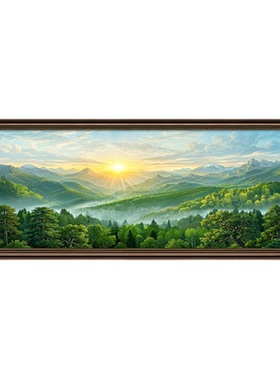 日照金山中古风客厅背景墙油画