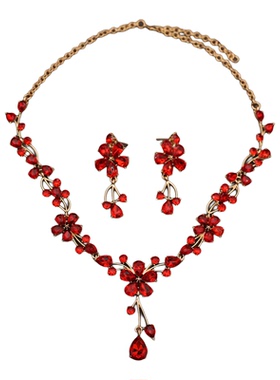 晚宴新娘水晶项链耳环两件套