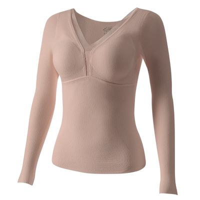 羊毛蚕丝带胸垫V领保暖内衣秋衣