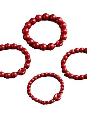 天然朱砂平安福扣手链女款本命年转运珠朱事顺利情侣款红绳高档礼