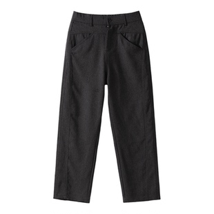 LUUD 仿麻肌理免烫抗皱垂感西裤男士夏季阳离子混纺直筒休闲长裤