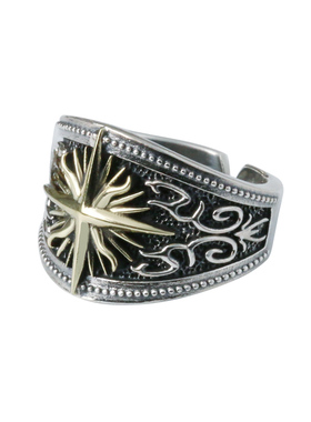 羿采霸气太阳神个性银戒指