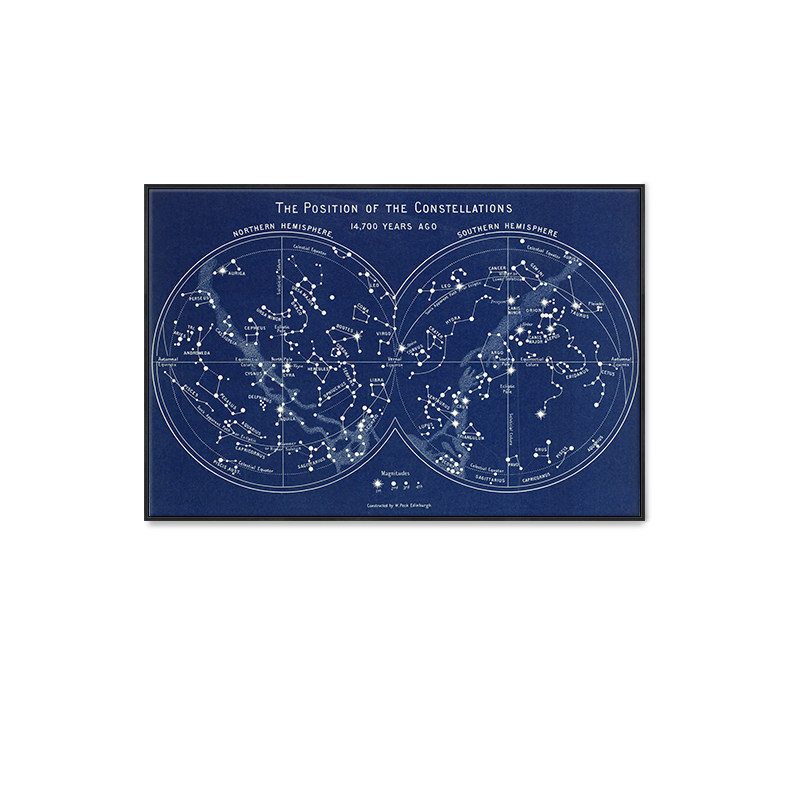 现代简约复古半球星空地图抽象玄关客厅卧室大幅绷框挂画装饰画