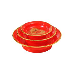 家有喜事金边水果盘红塑料盘供佛用品婚礼纪结婚庆小号塑料点心盘