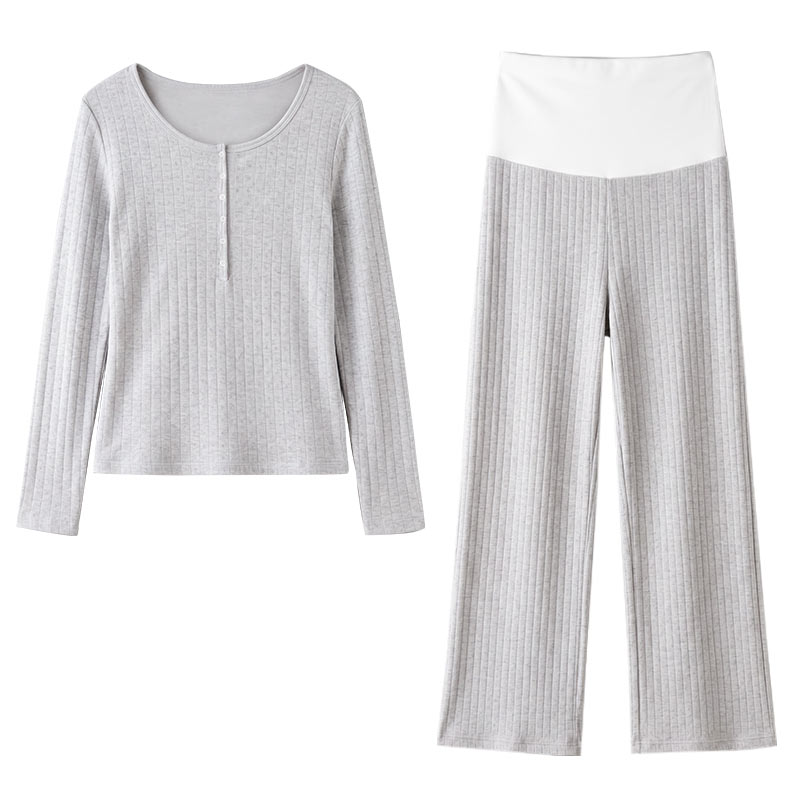 momjane纯棉秋冬月子服孕妇睡衣