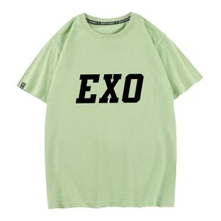 秀洛字母周边短袖T恤男女印花服情侣装衣服体恤半袖EXO打底衫