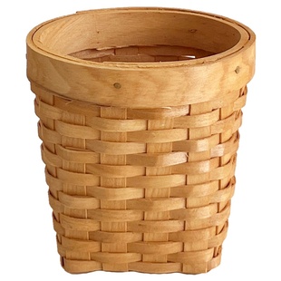 ins风复古编织笔筒化妆刷眉笔收纳桶学生桌面创意木质文具收纳筒