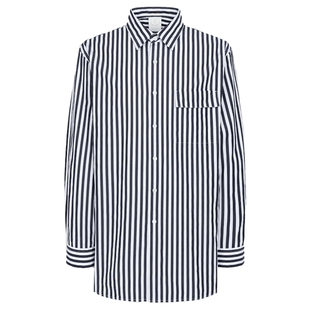 RE-EDITION系列 BEANPOLE滨波 男士时尚美拉蓝竖条纹长袖全棉衬衫
