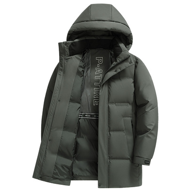 鸭鸭可脱卸帽过膝长款羽绒服