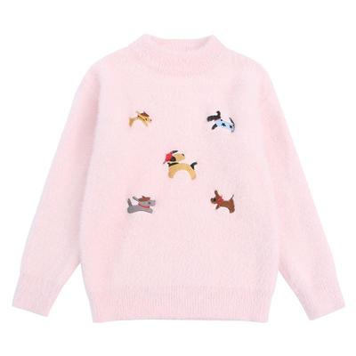 女童水貂绒毛衣针织打底衫秋冬