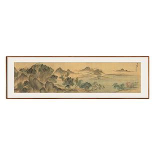 恽寿平《湖山春暖图》新中式客厅装饰画茶室玄关挂画山水画国画