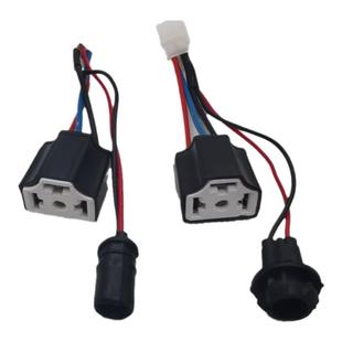摩托车灯改装巧格双爪改三爪H4转接陶瓷母插带示宽灯无损接口线组