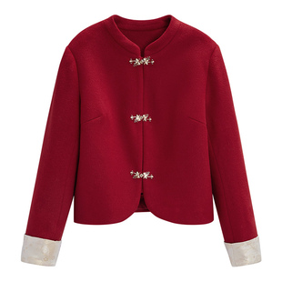 IEF/爱依服【微胖】毛呢外套2025冬季新款大码女红色气质呢子大衣