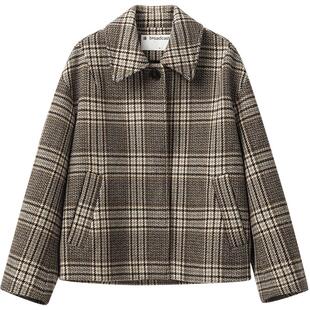 【羊毛】播倪妮同款商场同款复古格纹24冬毛呢短外套女BDR4WD3743