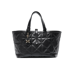 梦特娇女包新款真皮菱格轻奢气质通勤羊皮手提菜篮子托特包斜挎包