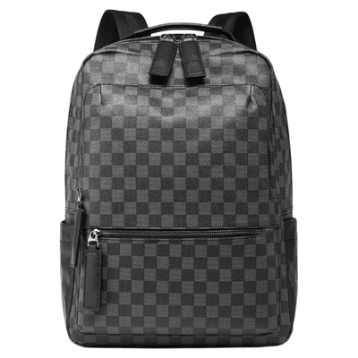 男士双肩包经典格纹大容量电脑包