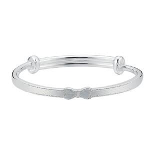 顺钦银楼S9999纯银在逃公主手镯女年轻款足银镯子彩丝银手环配饰