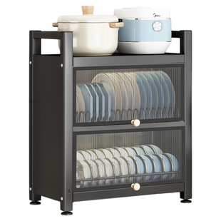 厨房置物架多功能碗柜多层碗碟收纳架台面防尘储物柜碗盘沥水架子