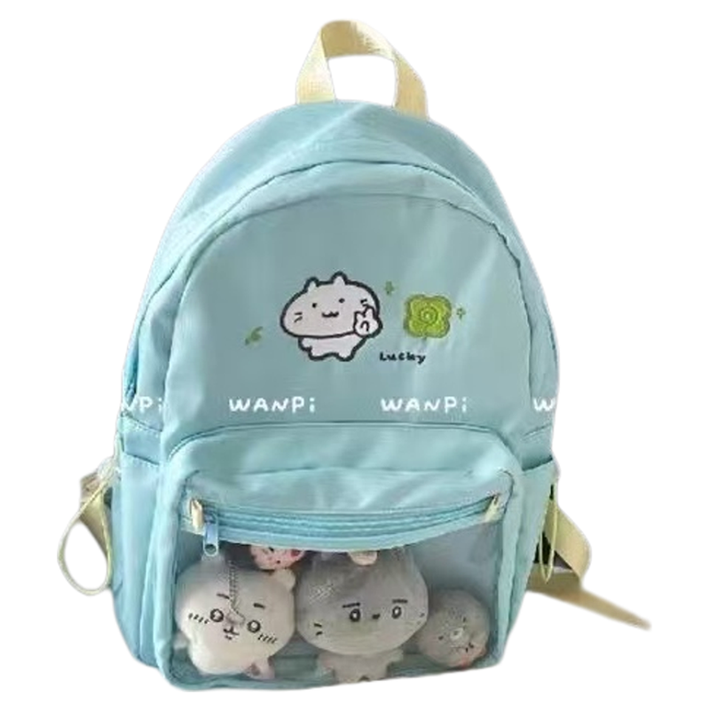 新款四叶草小猫双肩包女学生上课书包大容量旅行轻便通勤电脑包