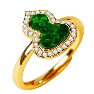 宫里上新葫芦戒指女天然翡翠绿色玉石纯银指环食指轻奢生日礼物