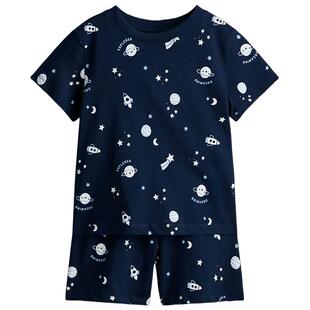 HM童装儿童男童套装2件式2026春季新款印花睡衣短袖短裤1318204