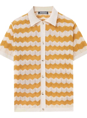 镂空波纹针织衫T恤短袖POLO衫